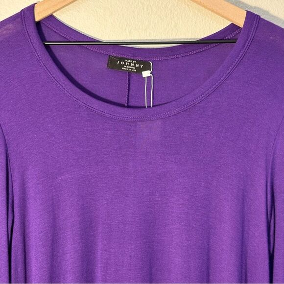 Made by Johnny Deep Purple Shark Bite Tunic Top Women’s M Long Sleeve. - Picture 3 of 10